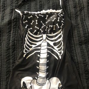 Skeleton one piece halter bathing suit
